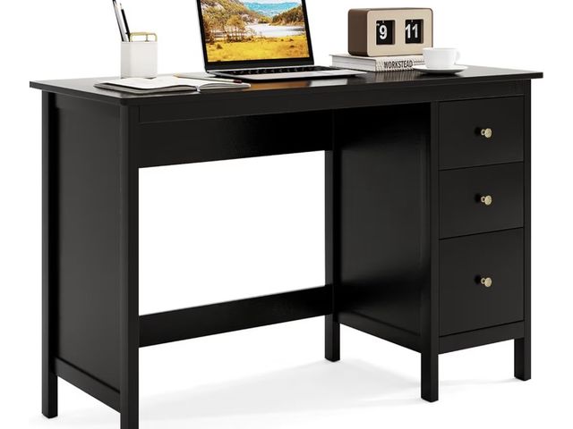 Lot 96-218137 - 2-Drawer Computer Desk, Modern Home Office Desk with Storage &amp; Spacious Desktop, Compact Writing...