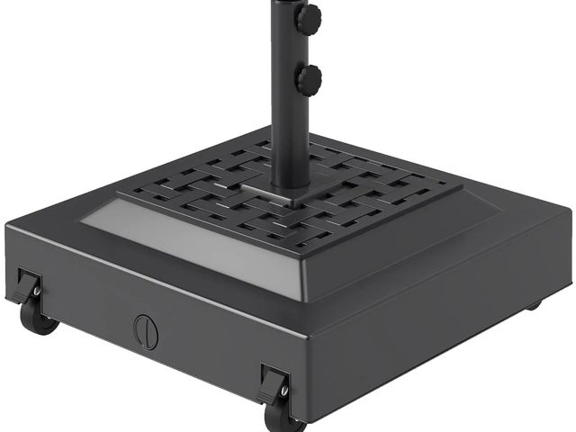 Lot 96-160358 - Outsunny Outdoor Umbrella Stand Base with Wheels, Heavy Duty Patio Umbrella Base, Filled Up to 143lb...
