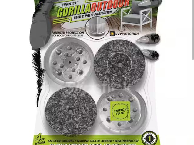 Lot 96-163230 - Gorilla Floor Protection Gorilla Outdoor Clear Sleeve Berber Pads 2 in. Chair Glide New