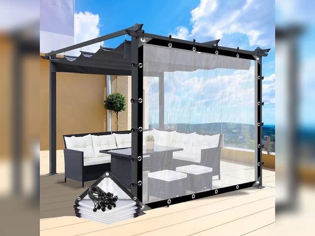 Lot 96-176670 - Clear Tarps Heavy Duty Waterproof Plastic UV Resistant| Rainproof, Balcony Rain Curtain, for Coverin...