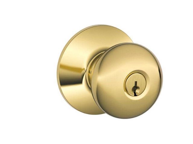 Lot 96-192554 - Schlage Plymouth Bright Brass Keyed
Entry Door Knob New