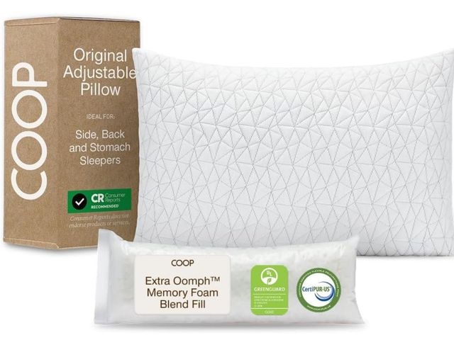 Lot 96-187464 - Appears to be Coop Home Goods Original Adjustable Pillow, Bed Pillows for Sleeping, Cross Cut Memory...