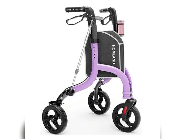 Lot 96-168843 - 3 Wheel Walkers for Seniors, Foldable Wheeled Rollator with Cane Hold and Cup Hold, Lightweight Thre...