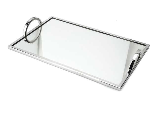 Lot 96-177312 - Classic Touch Rectangle Mirror Tray Silver 
New
