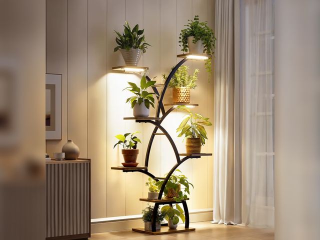 Lot 96-181249 - Plant Stand Indoor with Grow Lights, 8 Tiered Corner Plant Shelf Indoor, 49.3" Tall Plant Stand for ...