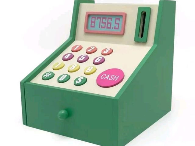 Lot 96-178139 - Target Bullseye's Playground Wooden Cash Register Play Toy Green (NEW