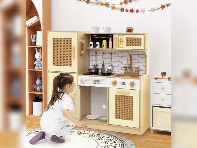 Lot 96-198531 - Costway TP10392YE Kids Wooden Kitchen Playset with Realistic Lights
&amp; Sounds - Yellow
New 
MSRP ...