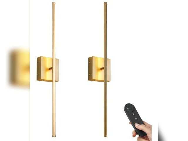 Lot 96-163596 - Battery Operated Wall Sconces with Remote Control, Dimmable Wall Sconces Set of Two, 350°Rotate, 300...
