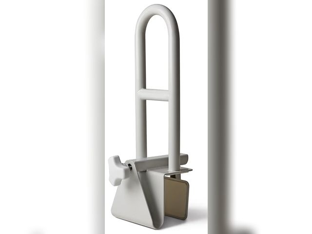 Lot 96-187404 - Medline Bathtub Safety Grab Bar, Handle Clamps on to Side of Bathtub Shower, Medical Tub Rail for Ba...