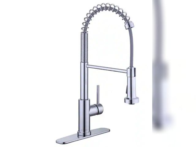 Lot 96-190251 - Glacier Bay
Paulina Single-Handle Spring Neck Pull Down Sprayer Kitchen Faucet in Chrome Used