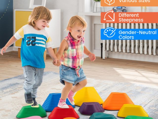 Lot 96-197717 - 11 Pieces Kids Stepping Stones Stackable Balance Blocks Indoor Outdoor
New