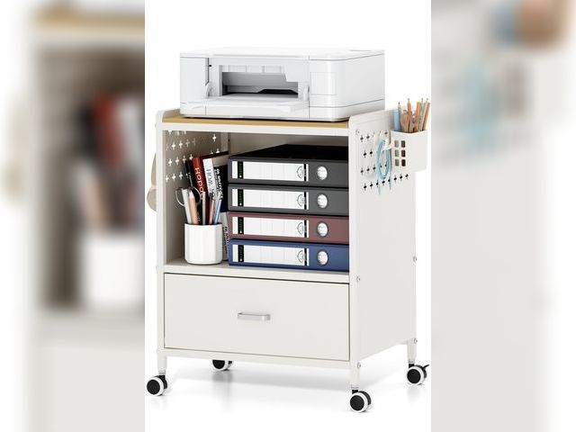 Lot 96-187248 - TOOLF 1-Drawer Mobile File Cabinet with Wheels, MDF Wooden Panel Printer Stand with Adjustable Shelv...