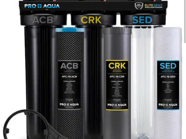 Lot 96-183636 - PRO+AQUA
Pro Aqua ELITE Whole House Water Filter 3 Stage Well Water Filtration System with Gauges, P...