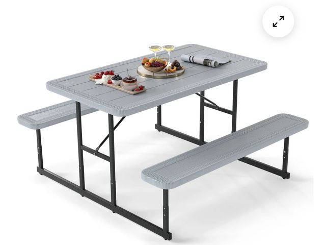 Lot 96-192706 - Picnic Table Bench Set for 2-4 People Outdoor Rectangular Camping Dining Table MSRP $119.99 New