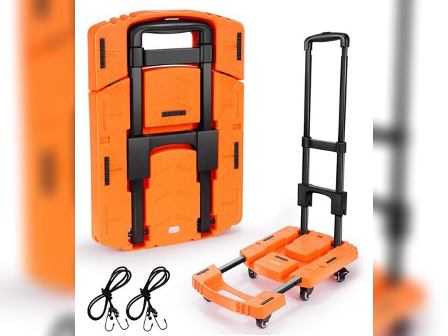 Lot 96-181226 - Folding Hand Truck500lbs, Portable Heavy Duty Dolly Cart, 6 Wheels Collapsible Luggage Cart with 2 E...