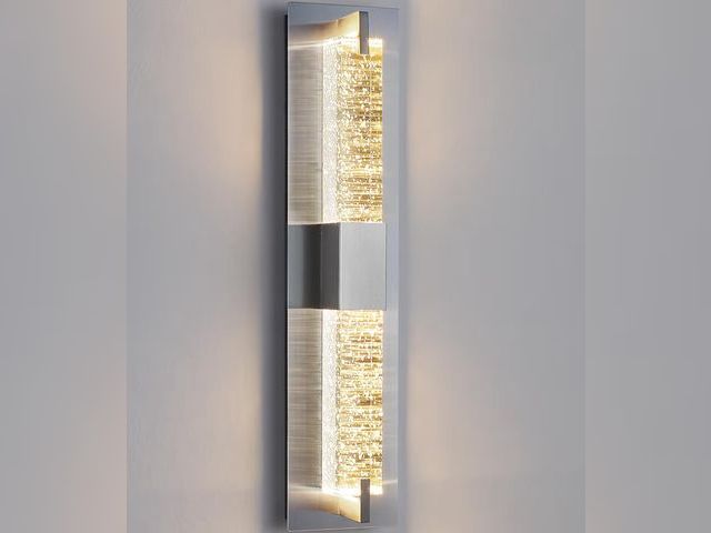 Lot 96-178332 - WOSHITU LED Wall Sconce Light: 19 Inch Nickel Modern Sconces Wall Lighting 3000K Dimmable Crystal Wa...