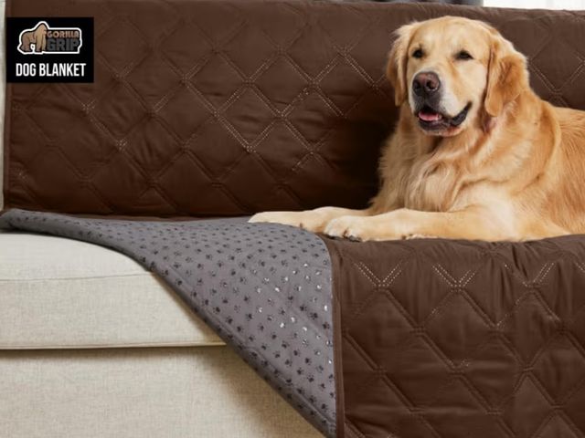 Lot 96-191095 - Brown Pet Couch Blanket Cover Waterproof with Underside Grip Lightly used