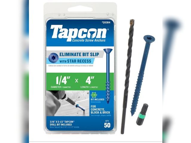 Lot 96-173967 - Tapcon 1/4 in. x 4 in. Star Flat-Head Concrete Anchors (50-Piece)
New