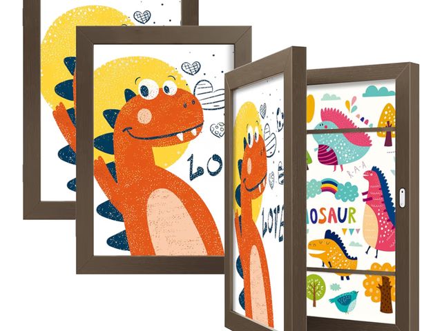 Lot 96-190842 - BAIJIALI Brown Art Frames for Kids Artwork - Front Opening Holds 150 Drawings, 3D Crafts - 8.5x11 wi...