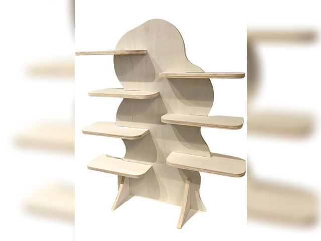 Lot 96-180354 - 7-Tier Retail Display Shelf Stand for Vendor Booth 31 Inch Tall, Collapsible Natural Wood Display Ri...