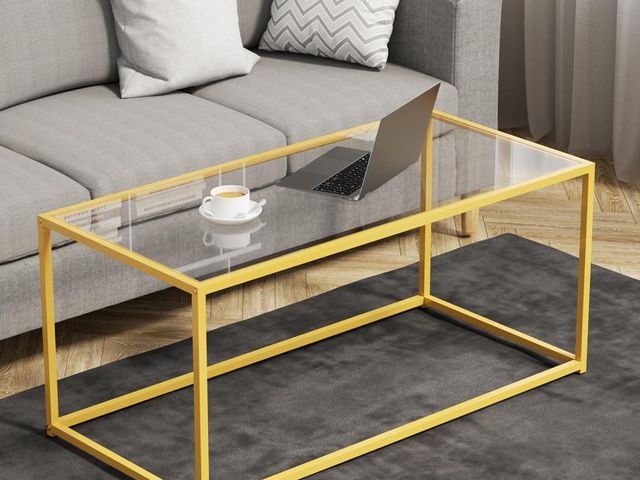 Lot 96-170207 - Tempered Glass Coffee Table - Minimalist Center Table for Living Room, Office - Modern Top With Stur...