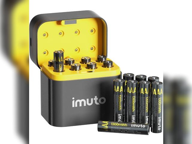 Lot 96-190922 - imuto Rechargeable AAA Batteries Lithium 16 Pack with Fast Charger,1300mWh 1.5V Constant Output Trip...