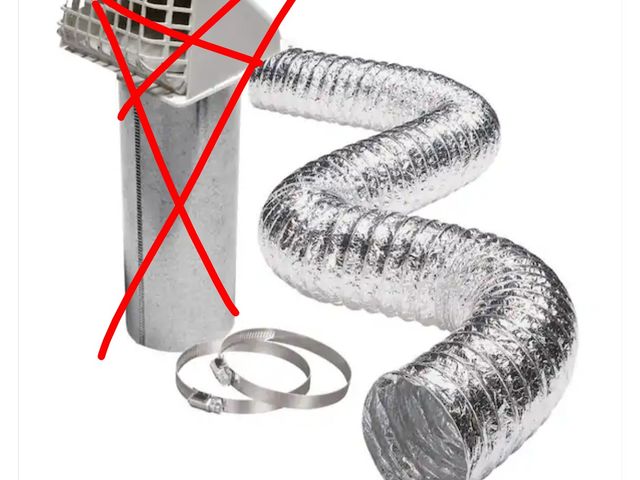 Lot 96-191704 - Airtight Dryer Exhaust Kit, 4 in. Exhaust Pipe, Hood and Damper
Clamps &amp; Flex ONLY!!! 
Appears U...