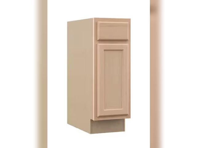 Lot 96-213994 - Hampton Bay Recessed Panel 12 in. W x 18 in. D x 34.5 in. H Assembled Base Kitchen Cabinet in Unfini...