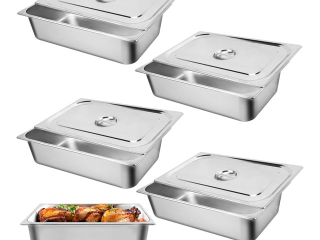 Lot 96-171455 - Hotel Pan, Full Size Steam Table Pan 6" Deep Stainless Steam Table Pan with Lid Full Size Food Pan 2...
