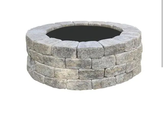 Lot 96-165700 - Nantucket Pavers 
Windsor 47 in. x 16 in. Round Concrete Wood Fuel Fire Pit Kit with Steel Ring in A...