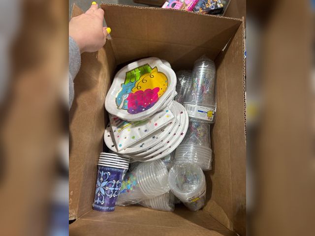 Lot 96-137272 - Box of Mixed Party Plates, Cups, NapkinsNew