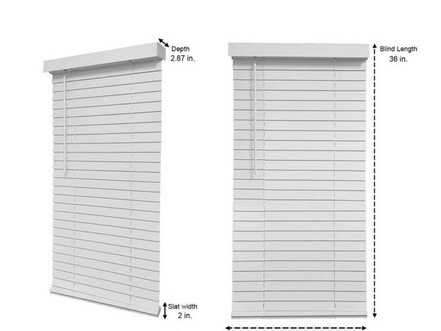 Lot 96-166601 - Home Decorators Collection
White Cordless Faux Wood Blinds for Windows with 2 in. Slats - 34 in. W x...