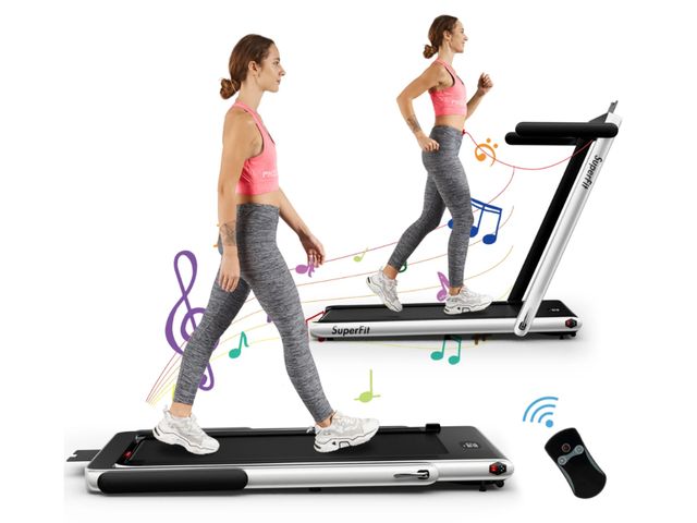 Lot 96-192275 - Costway Up To 7.5MPH 2.25HP 2 in 1 Single Display Screen \Treadmill W/ Speaker Remote Control APP Si...