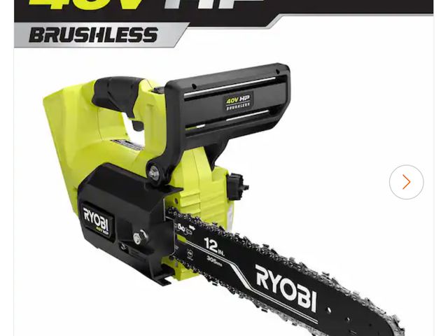 Lot 96-160711 - RYOBI 40V HP Brushless 12 in. Top Handle Battery Chainsaw (Tool Only) New MSRP $197