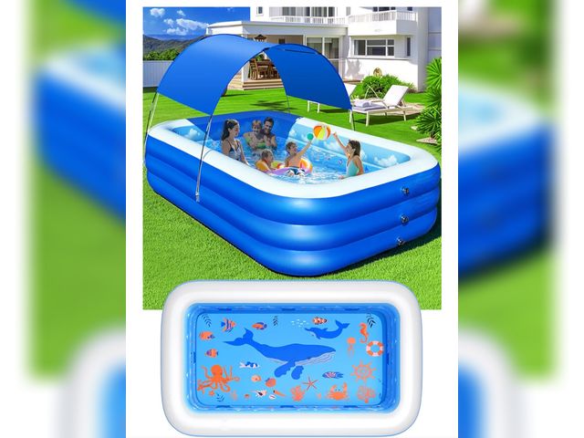 Lot 96-170462 - Inflatable Pool with Canopy,Upgraded Inflatable Swimming Pool for Kids,Adult,Large Inflatable Blow u...