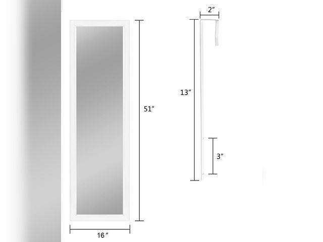 Lot 96-163993 - MIRUO Over The Door Mirror Full Length with Hanging Brackets, or Leaning Against Wall Mounted On Wal...