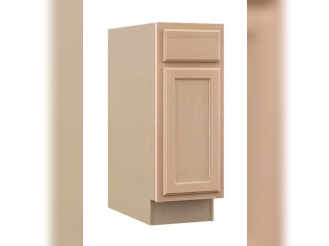Lot 96-213988 - Hampton Bay Recessed Panel 12 in. W x 24 in. D x 34.5 in. H Assembled Base Kitchen Cabinet in Unfini...