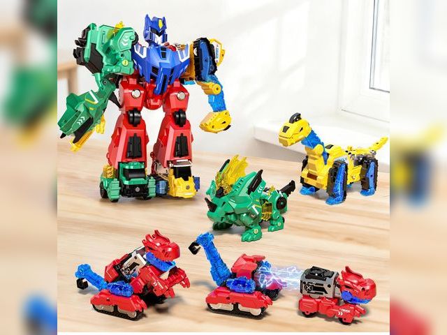 Lot 96-191343 - 6-in-1 Dinosaur Transforming Robot Toys Set,STEM Toy Combine Dinosaur Transform into Robot,Party Bir...