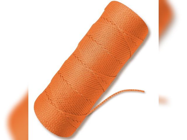 Lot 96-211879 - Orange Mason Line String Line - #18 Braided Nylon String - 250 Ft Length - Nylon Twine for Gardening...