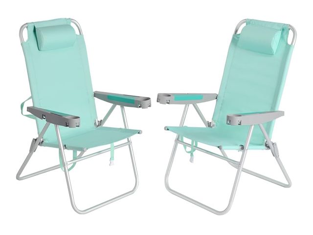 Lot 96-170946 - SUNNYFEEL 17" Tall Oversized Beach Chairs 2 Pack for Adults Heavy Duty 500 LBS, 5 Position, Portable...