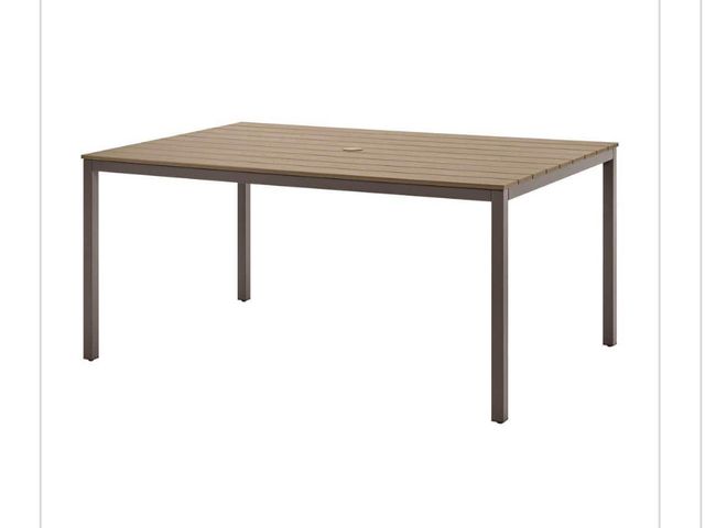 Lot 96-166109 - StyleWell Sandpoint Brown Rectangle Metal 28.5in Outdoor Dining
Table StyleWell Sandpoint Brown Rect...