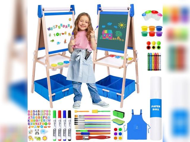 Lot 96-163969 - Joyooss Art Easel for Kids Easel for Toddlers,Adjustable Standing Wooden Toddler Easels Magnetic Dou...