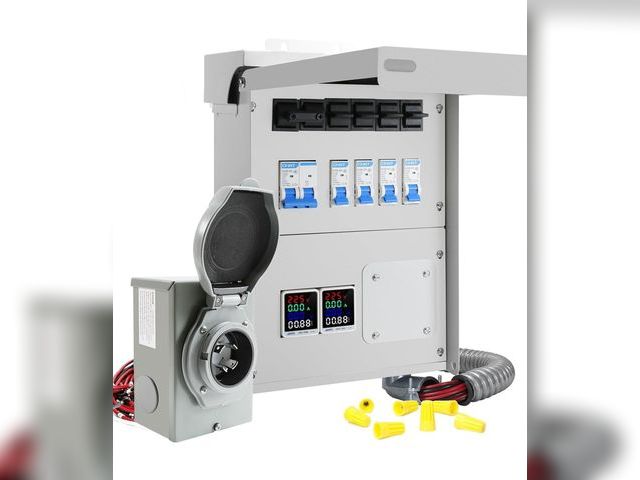 Lot 96-171633 - Upgraded 30 Amp 6 Circuit Transfer Switch Kit for Generator with 2 Digital Display Energy Meter with...