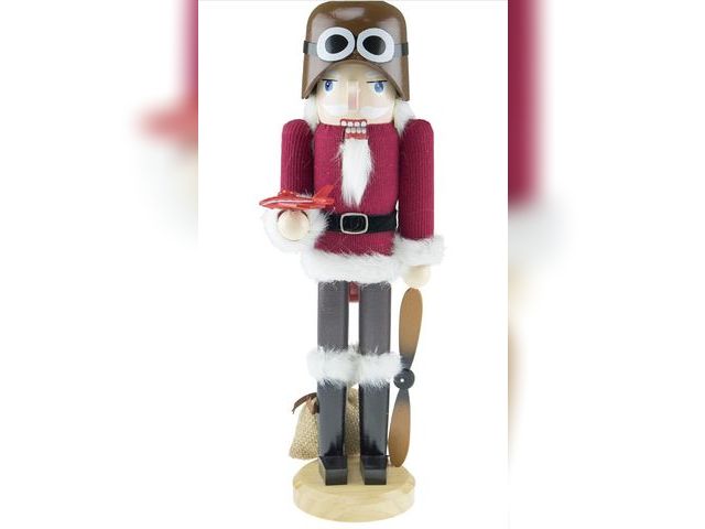 Lot 96-211786 - Clever Creations Pilot 15 Inch Traditional Wooden Nutcracker, Festive Christmas Décor for Shelves an...