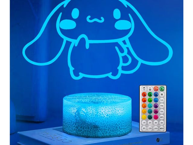 Lot 96-194800 - Cinnamoroll 16 Colors Cartoon Night Light, Anime Hello Kitty Character Change Decor Lamp with Remote...