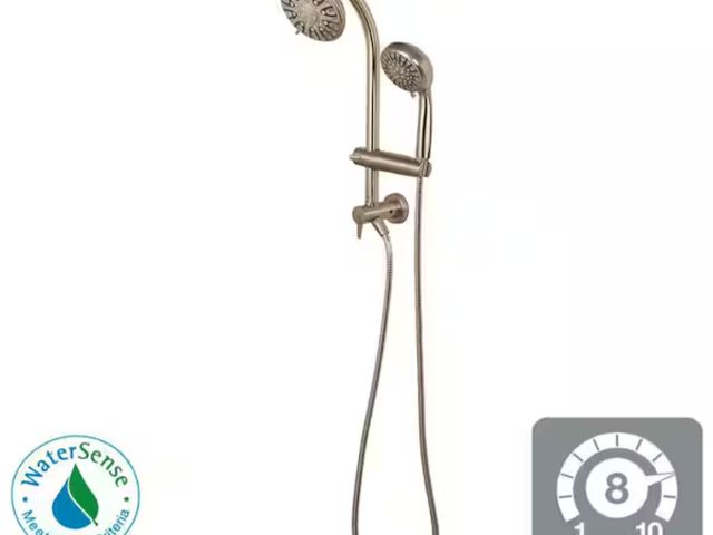 Lot 96-163036 - Glacier Bay Raincan 6 -Spray Round Shower Head with Adjustable Heads in Brushed Nickel New $119
