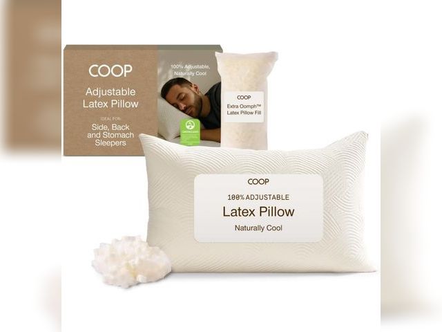 Lot 96-175568 - Coop Home Goods Adjustable Latex Pillow Queen, Talalay Latex &amp; Microfiber Fill, Best Pillows for...