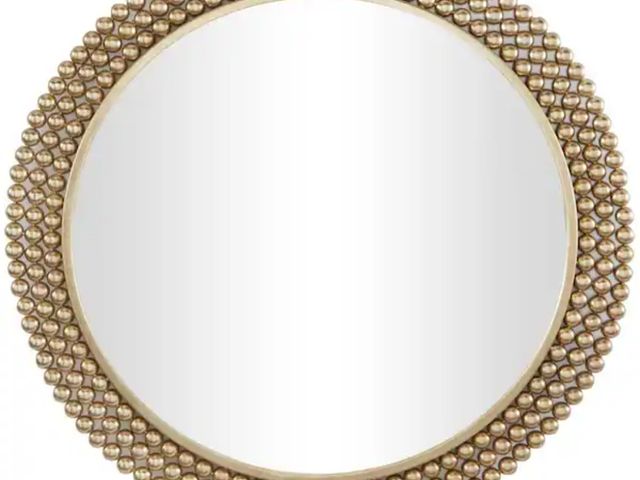 Lot 96-173829 - CosmoLiving by Cosmopolitan
32 in. x 32 in. Round Framed Brass Wall Mirror with Beaded Detailing
Bea...