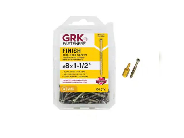Lot 96-227754 - GRK Fasteners #8 x 1-1/2 in. Star Drive Trim- Head Finish Screw (100-per Pack) New