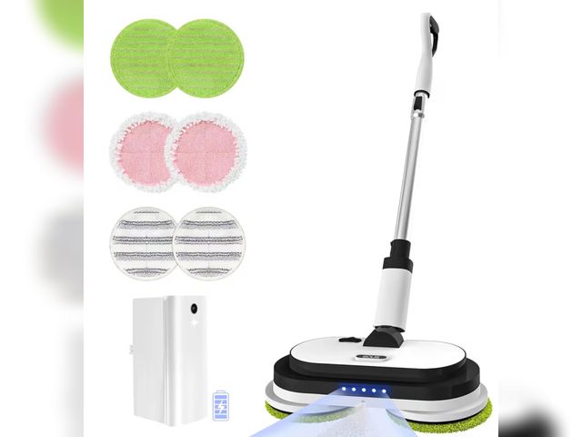 Lot 96-190284 - Cordless Electric Mop, Floor Cleaner with LED Headlight &amp; Water Sprayer, Up to 60 Mins Detachabl...